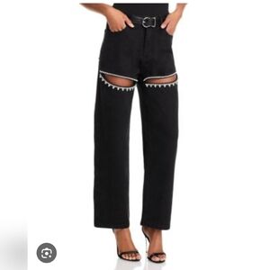 High Waisted Black‎ Embellished Jeans Size M (27 Inseam)